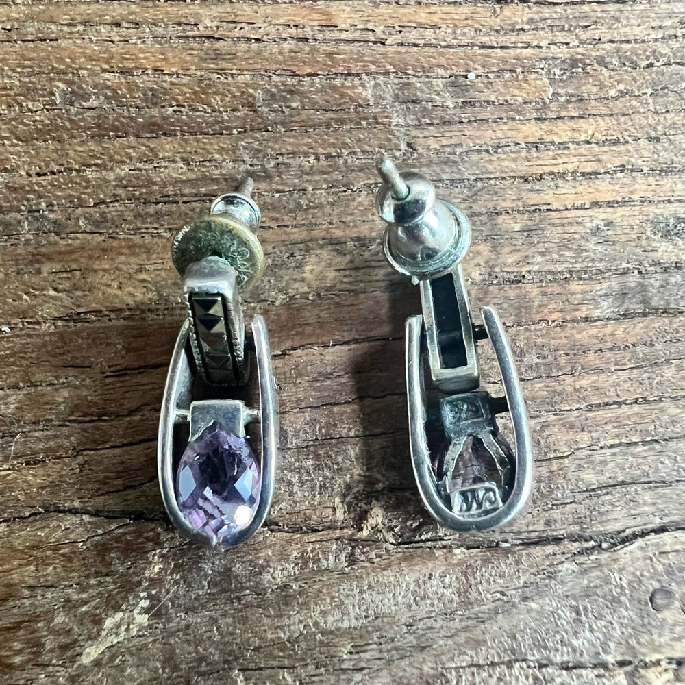 Elegant Silver and Purple Earrings
